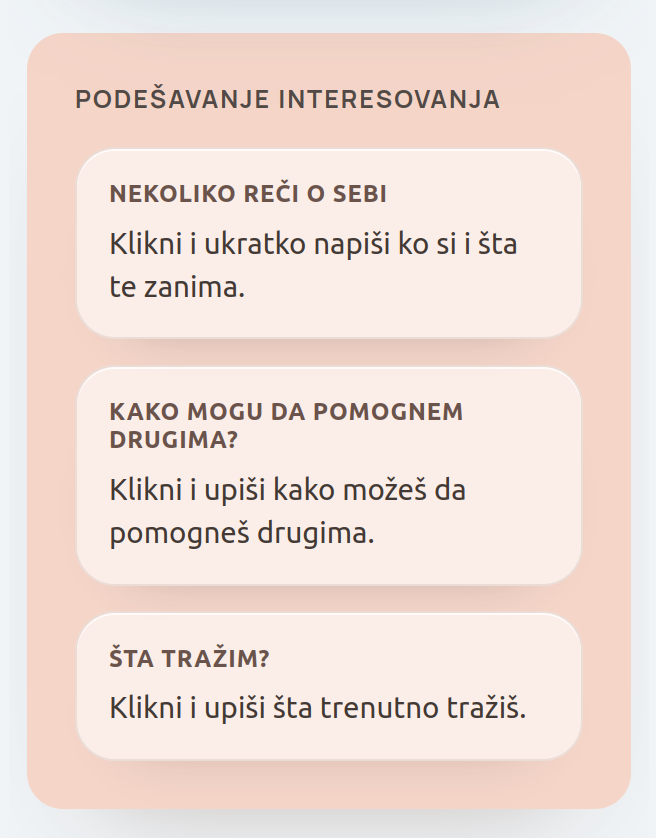 Podešavanje interesovanja u Srpskom Krugu
